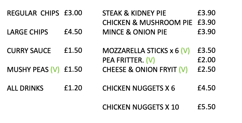 Fish & Chip Menu